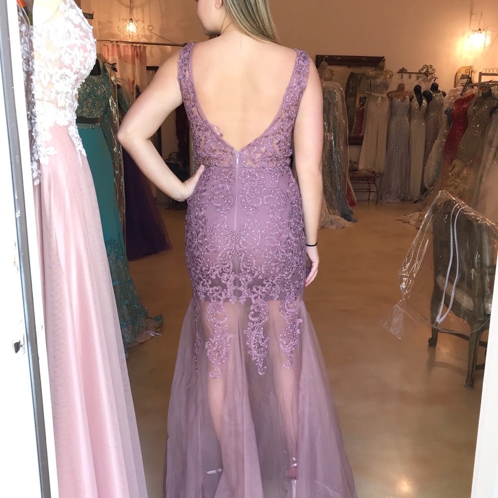 Lace and sequin gown